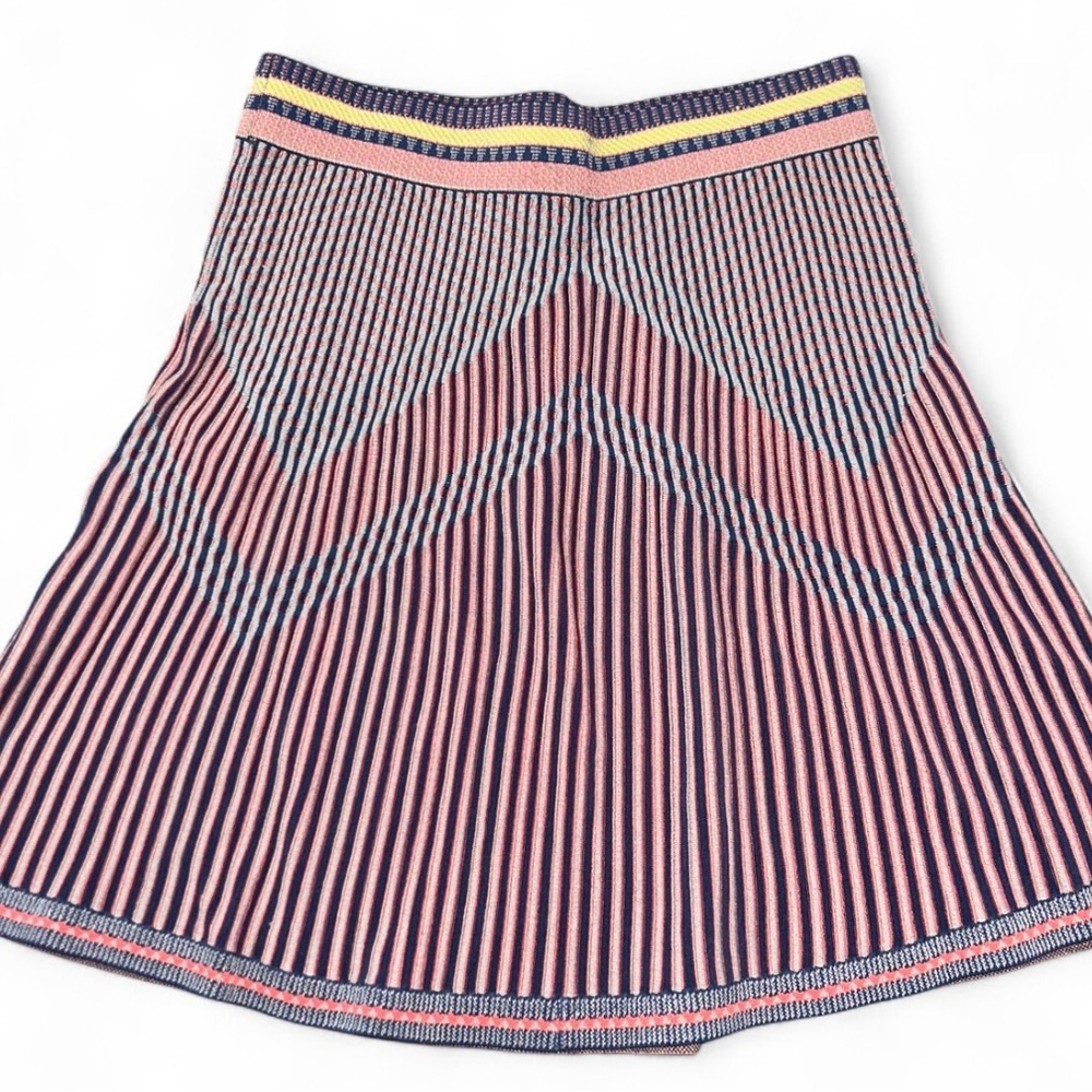 BCBGMaxAzria Pink and Blue Striped A-Line Skirt
